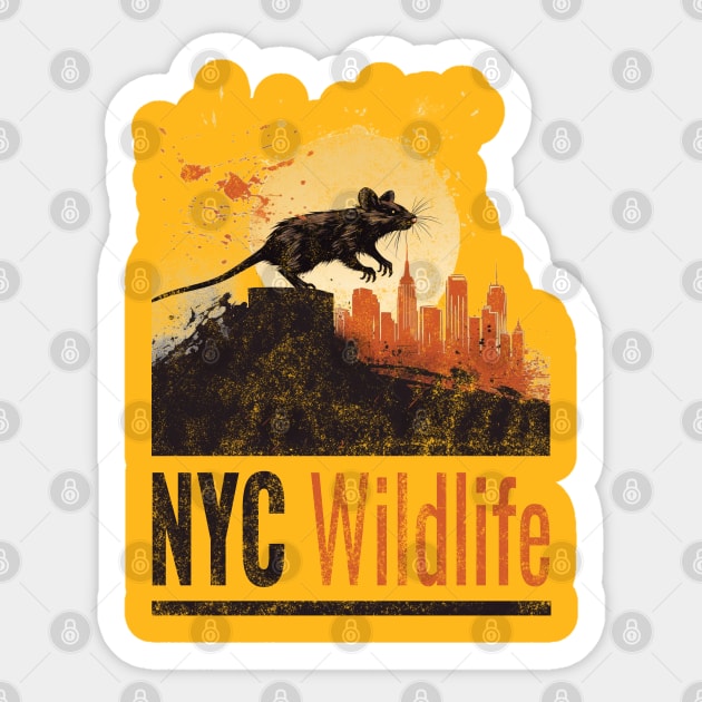 NYC Wildlife (grunge version) Sticker by WickedAngel